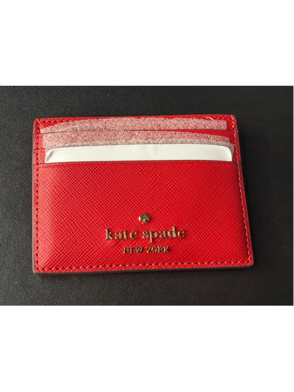 Women's Kate Spade Saffiano Leather Card Holder Wallet Red NEW